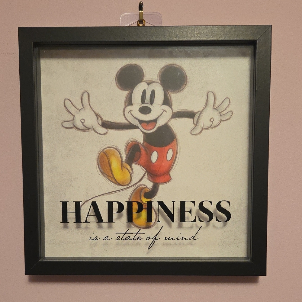 Mickey Mouse Happiness Wall Art - Black Frame